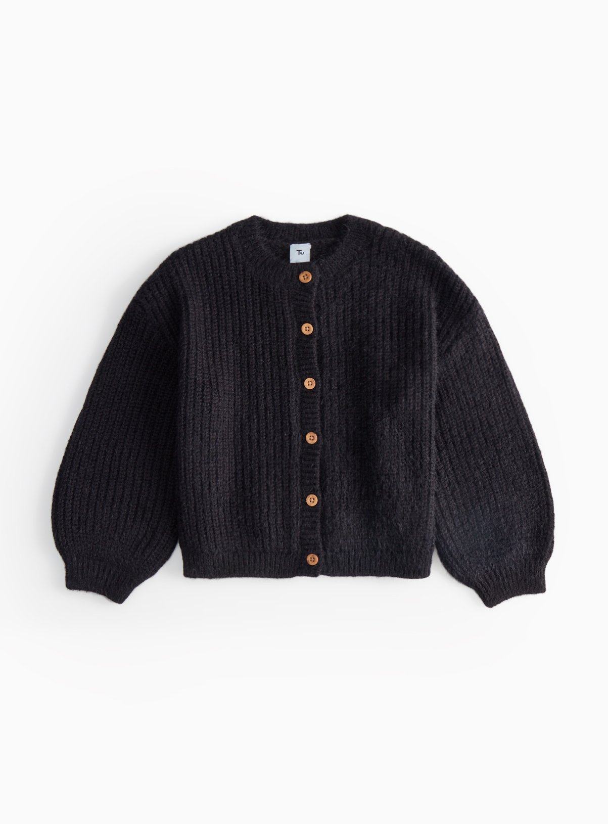 Black Crew Neck Knitted Cardigan 12 years