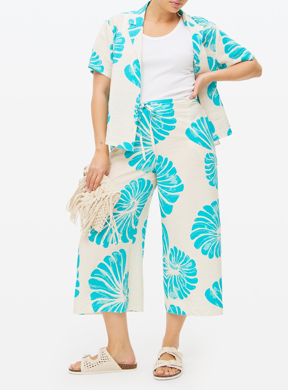 Shell Printed Drawstring Co-ord Culottes 