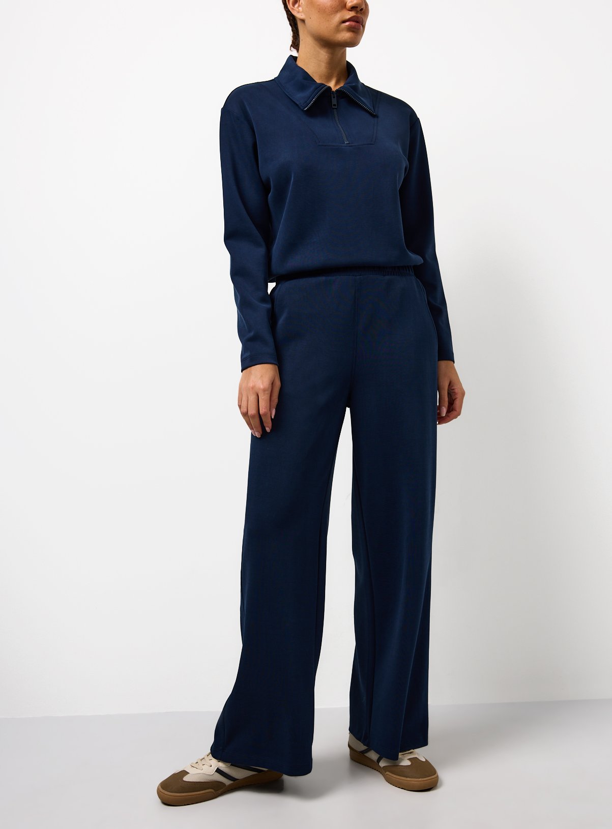 Navy Elevated Wide Leg Co-ord Joggers  