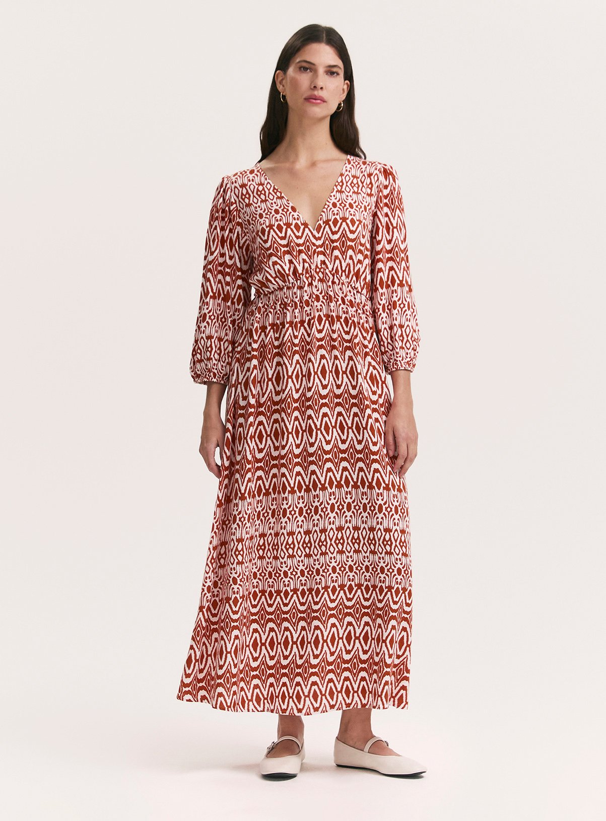 FINERY Serena Dress Brown Tribal