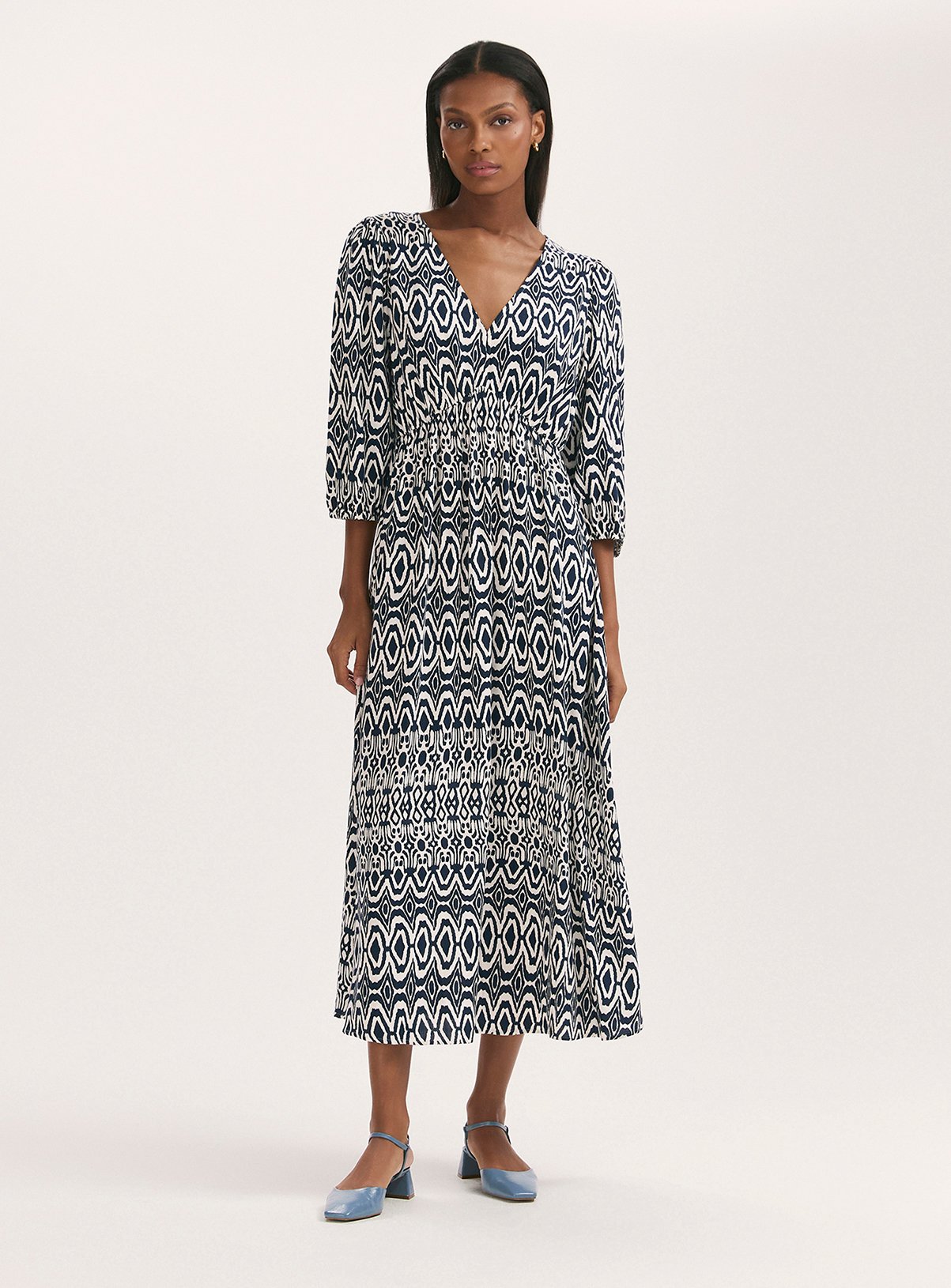 FINERY Serena Dress Navy Tribal 