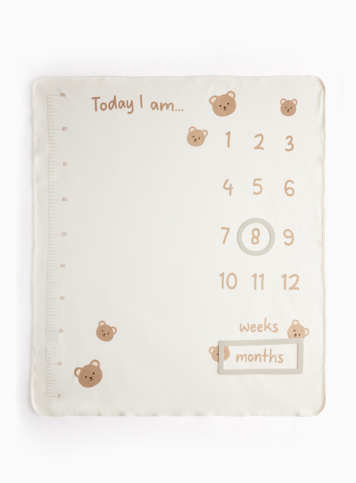 Unisex White Milestone Baby Blanket One Size