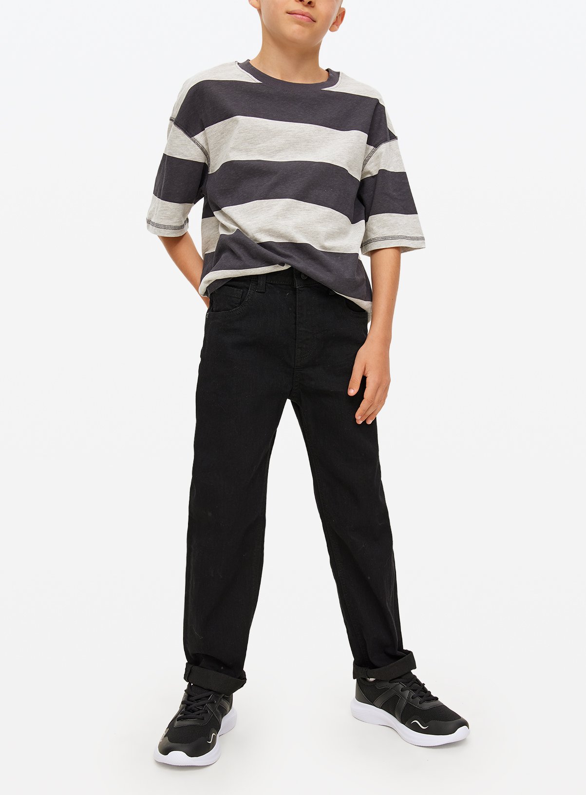Stretch Denim Straight Leg Jeans  