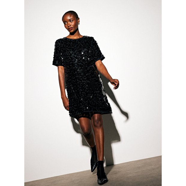 Buy Black Sequin Mini T-Shirt Dress 10 Dresses Tu - Main Image