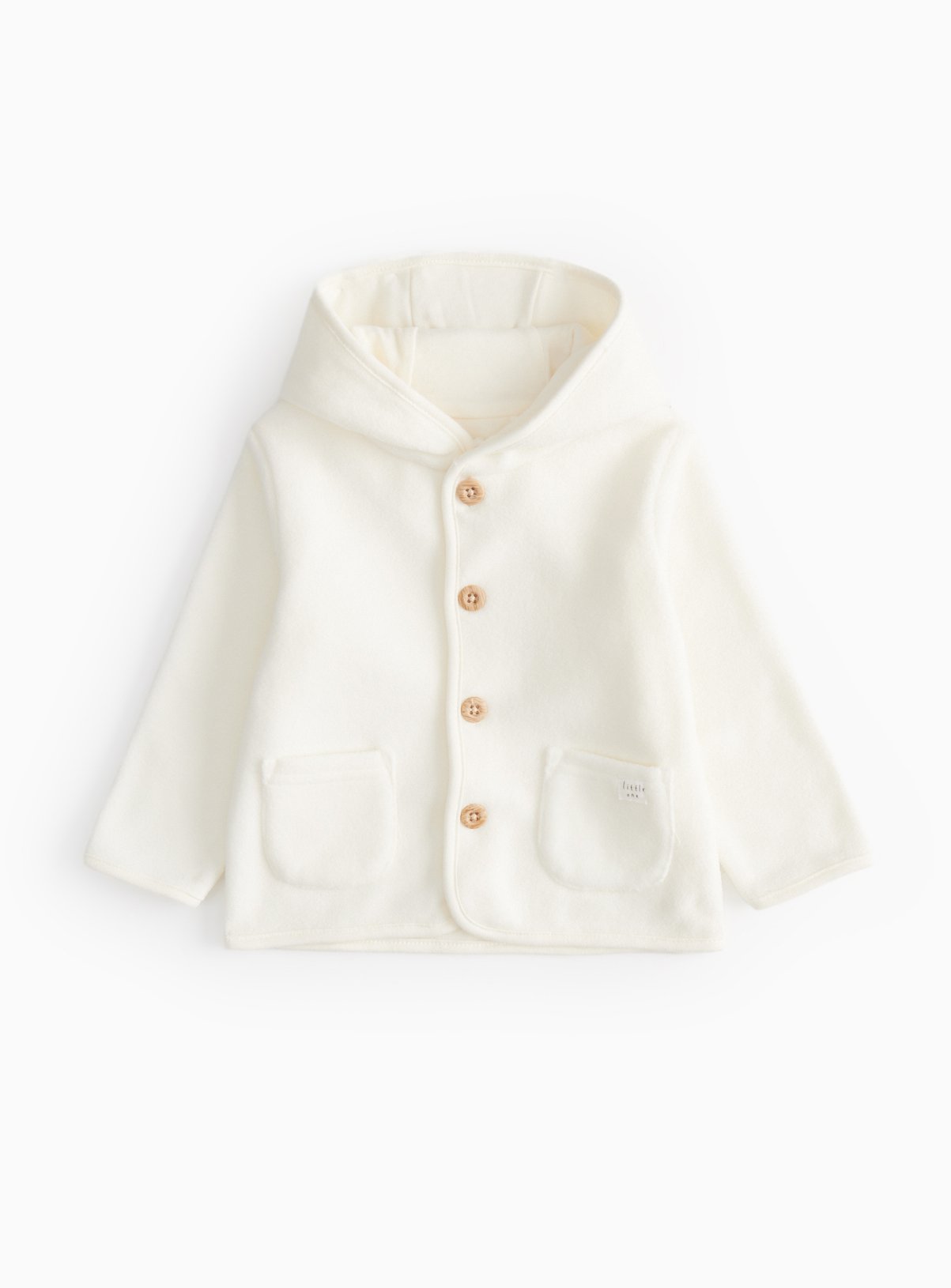 Cream Fleece Button Hoodie 