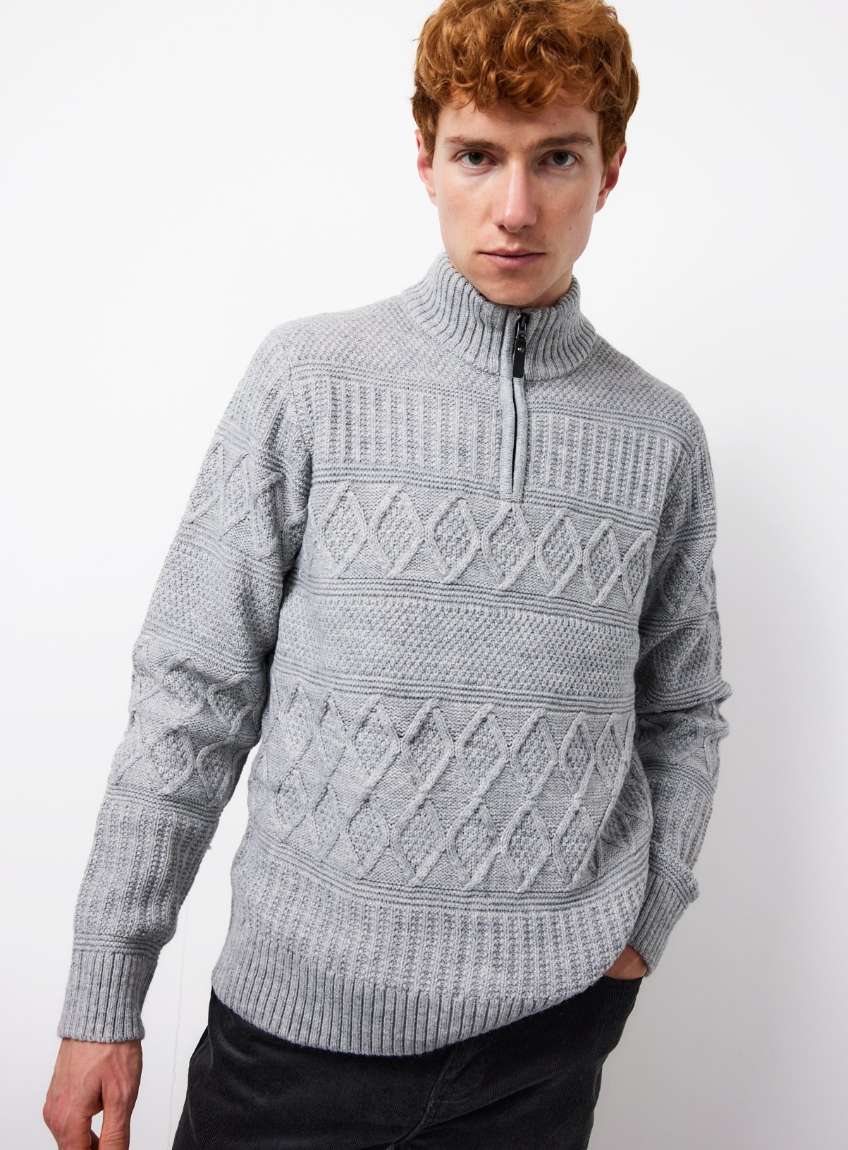 Cable Knit Half Zip Jumper  