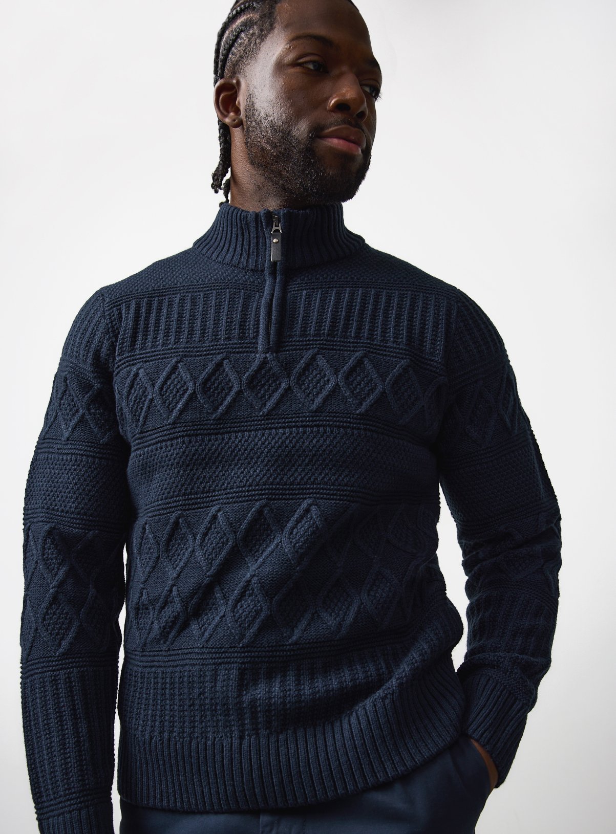 Cable Knit Half Zip Jumper