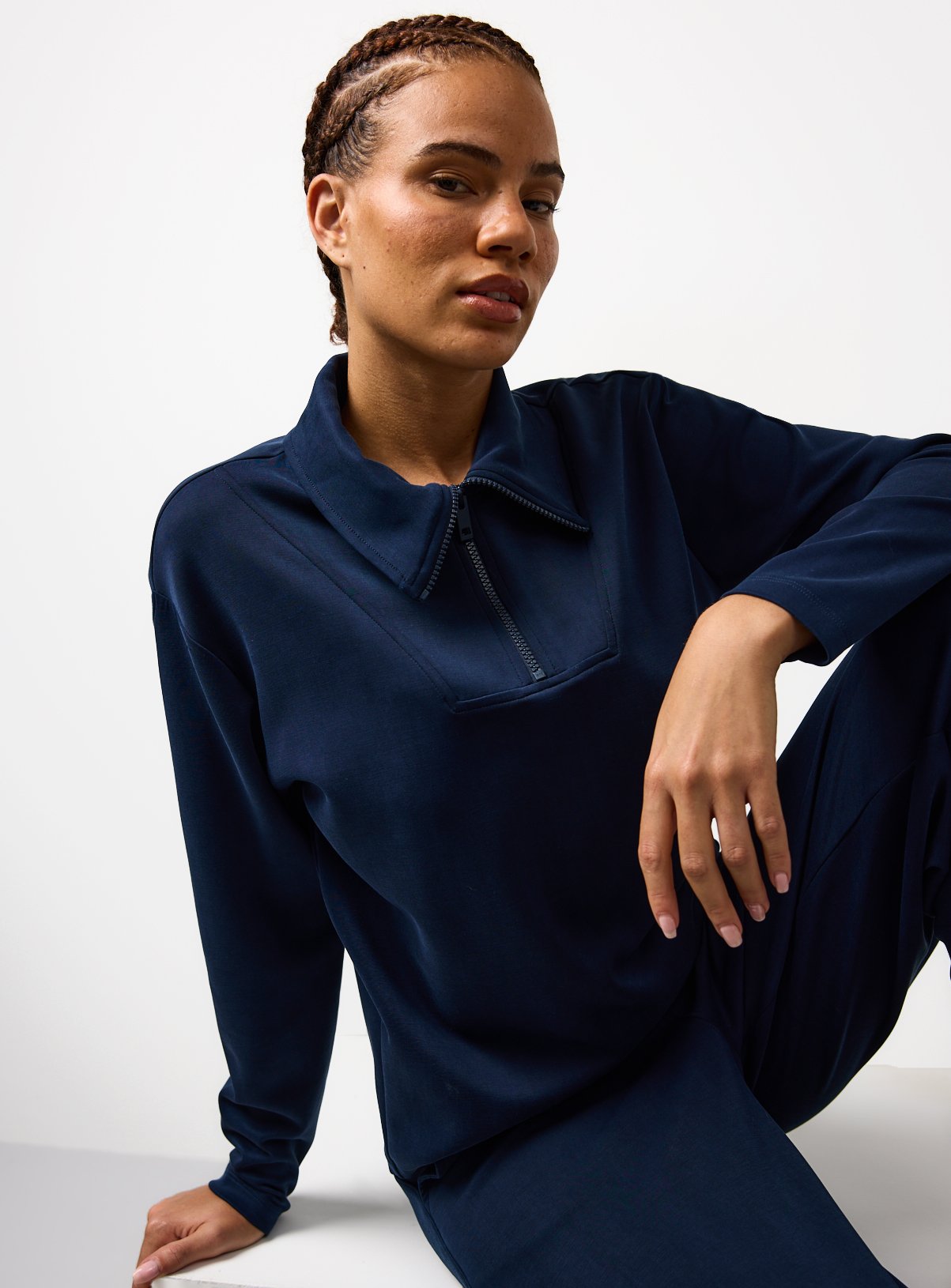 Navy Elevated Half Zip Co-ord Sweatshirt XL