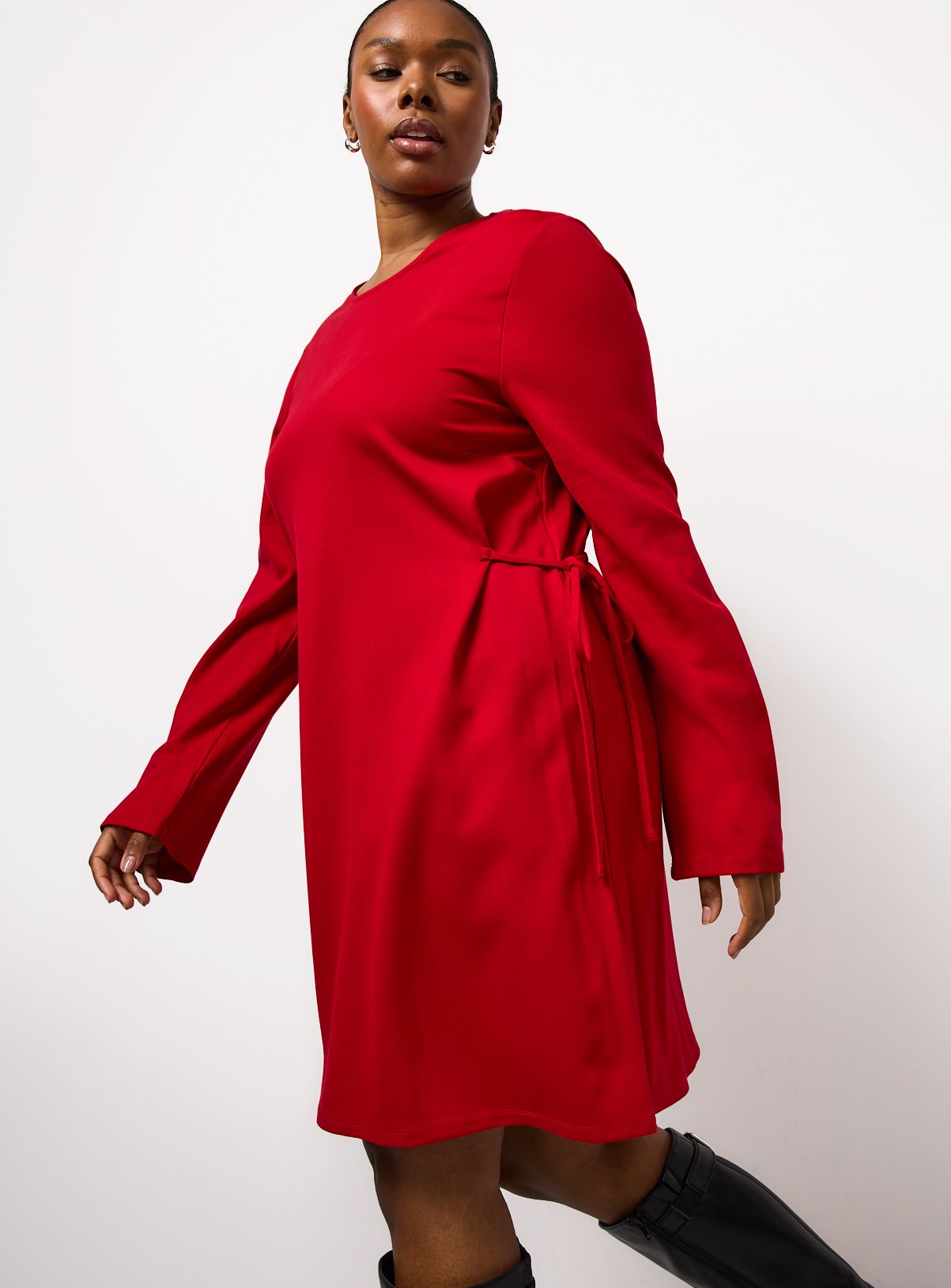 Red Tie Detail Ponte Mini Dress 24