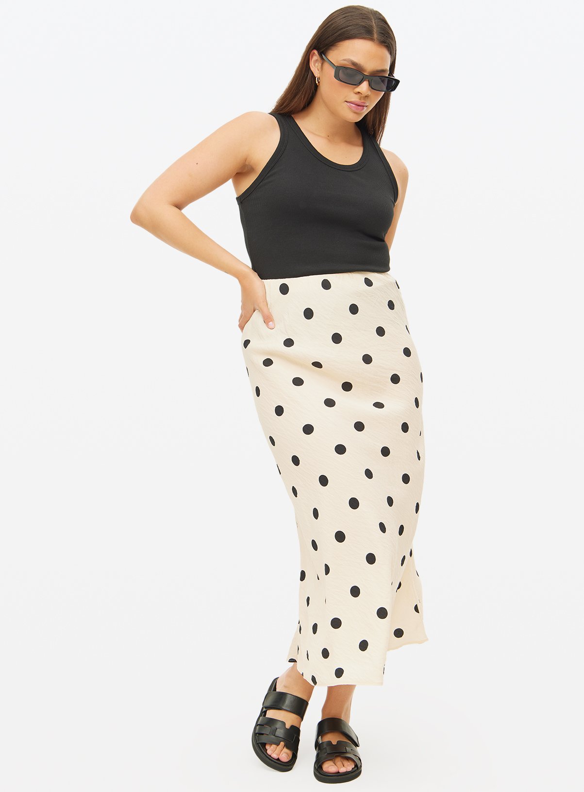 Spot Printed Midaxi Skirt 