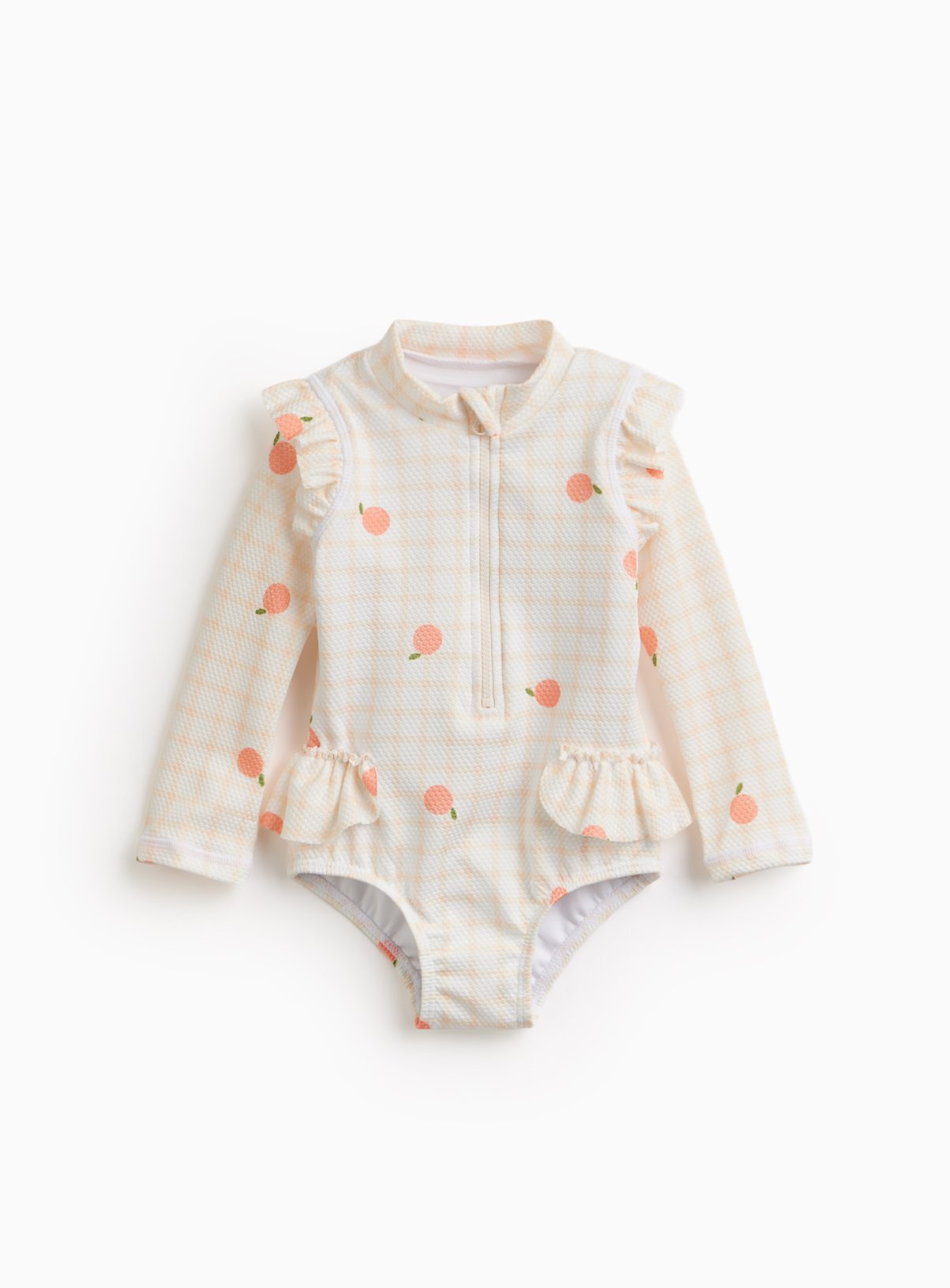 Peach Print Long Sleeve Swimsuit 9-12 months