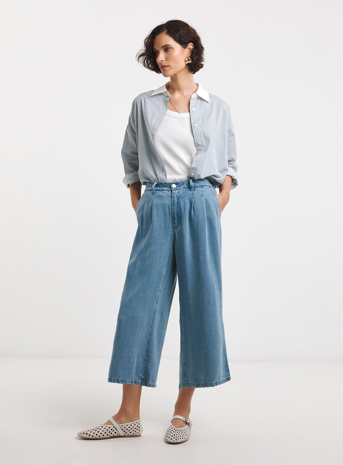 JD WILLIAMS Lyocell Wide Leg Cropped Jean 
