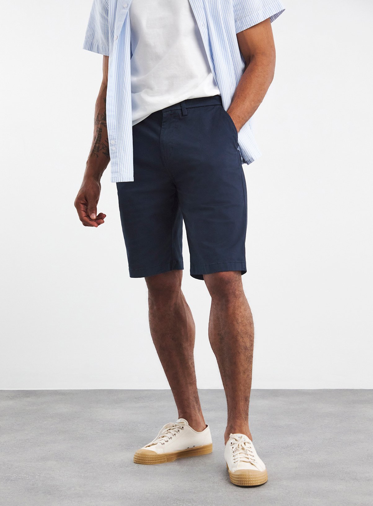 JACAMO Long Length Chino Short Navy 