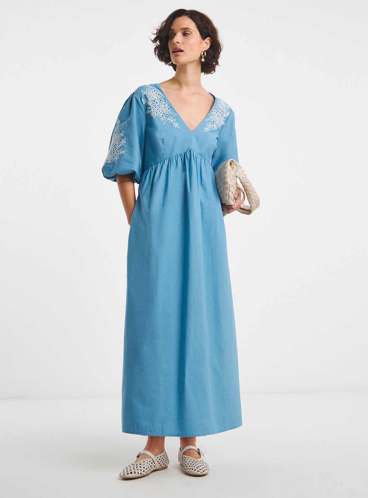 JD WILLIAMS Embroidered Puff Sleeve Dress