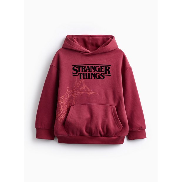 Buy Stranger Things Printed Red Overhead Hoodie 10 years Jumpers
