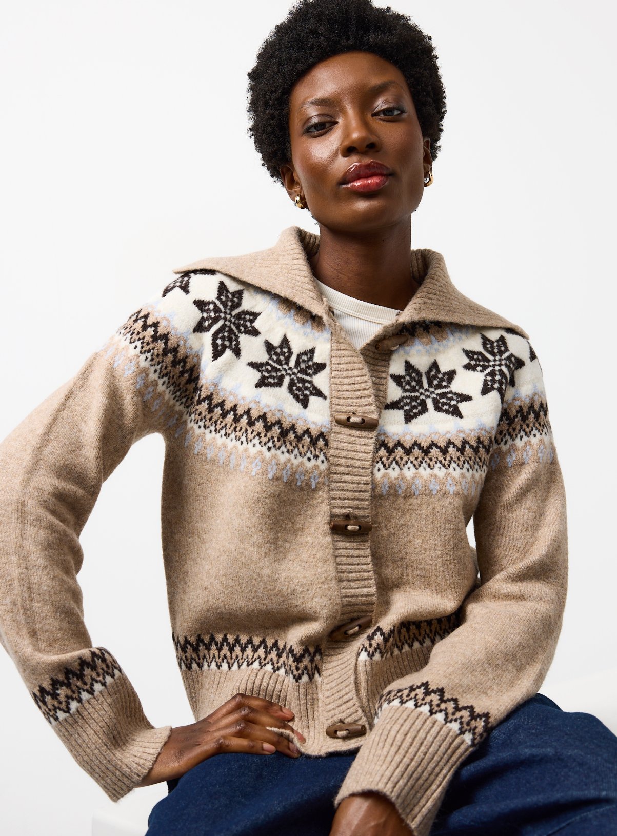 Brown Fairisle Toggle Cardigan