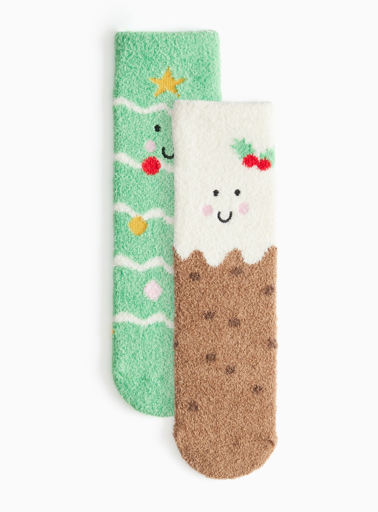 Christmas Tree And Pudding Cosy Socks 2 Pack 