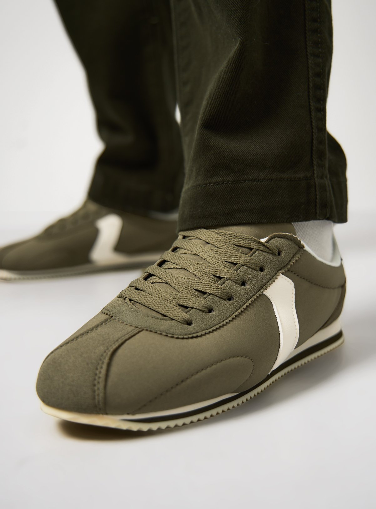 Khaki Contrast Panel Jogger Trainers 