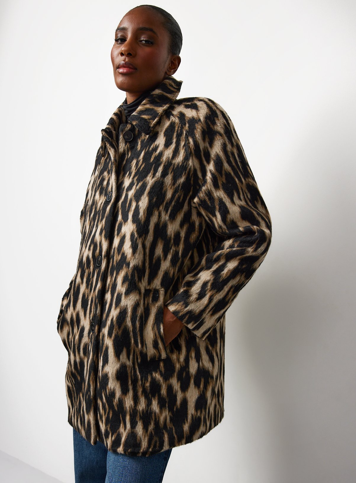 Brown Animal Print Slim Dolly Coat 