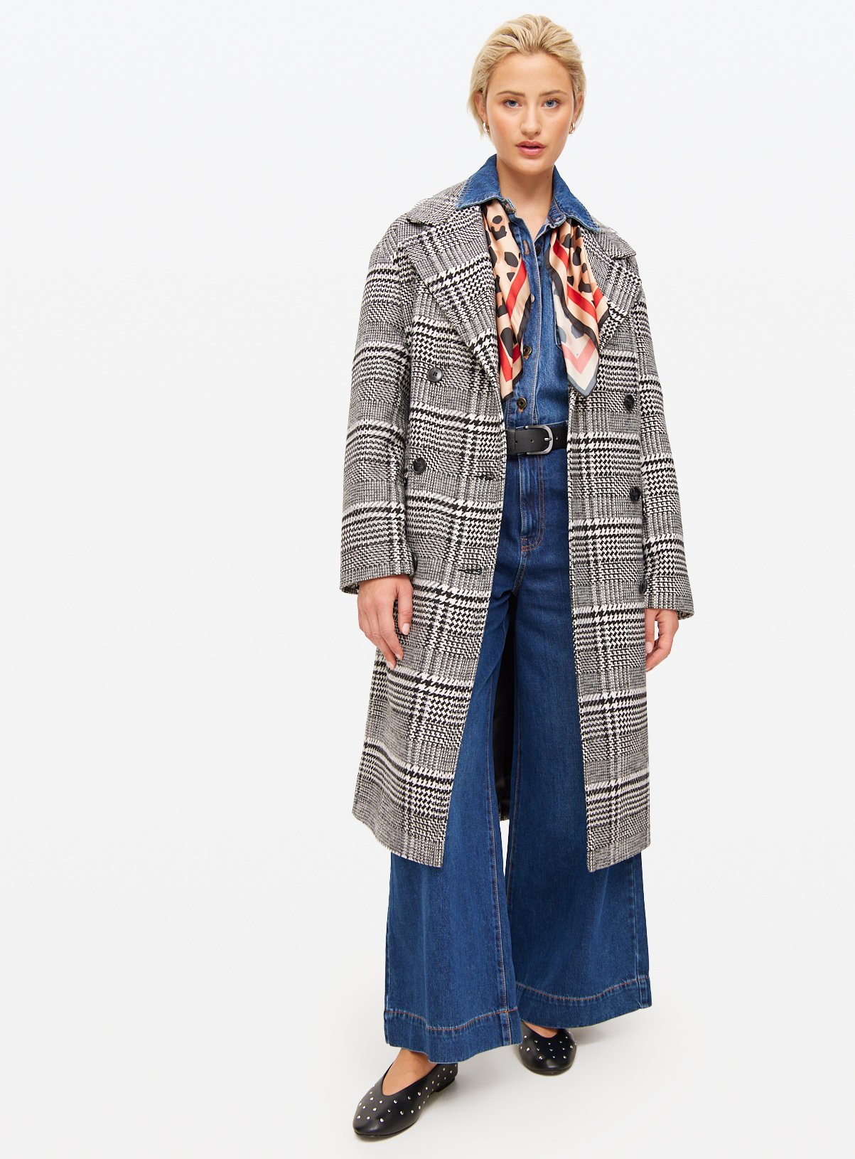 Mono Check Oversized Tailored Coat S