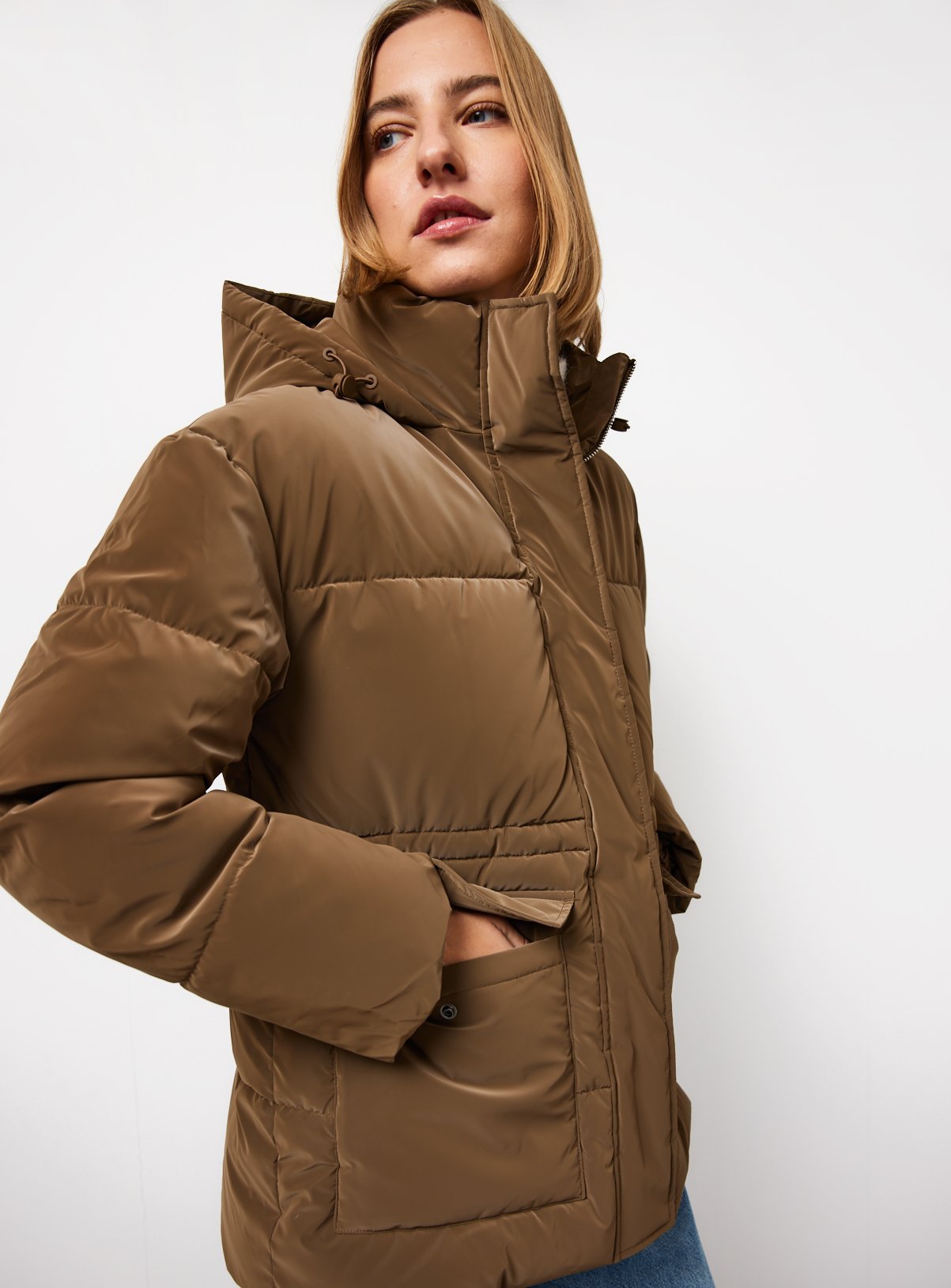 Brown Cargo Padded Coat 