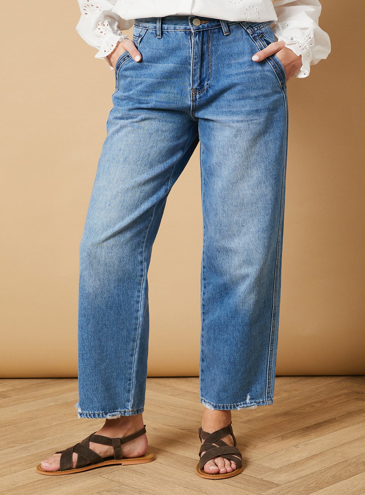OASIS Denim Front Seam Straight Leg Jean 