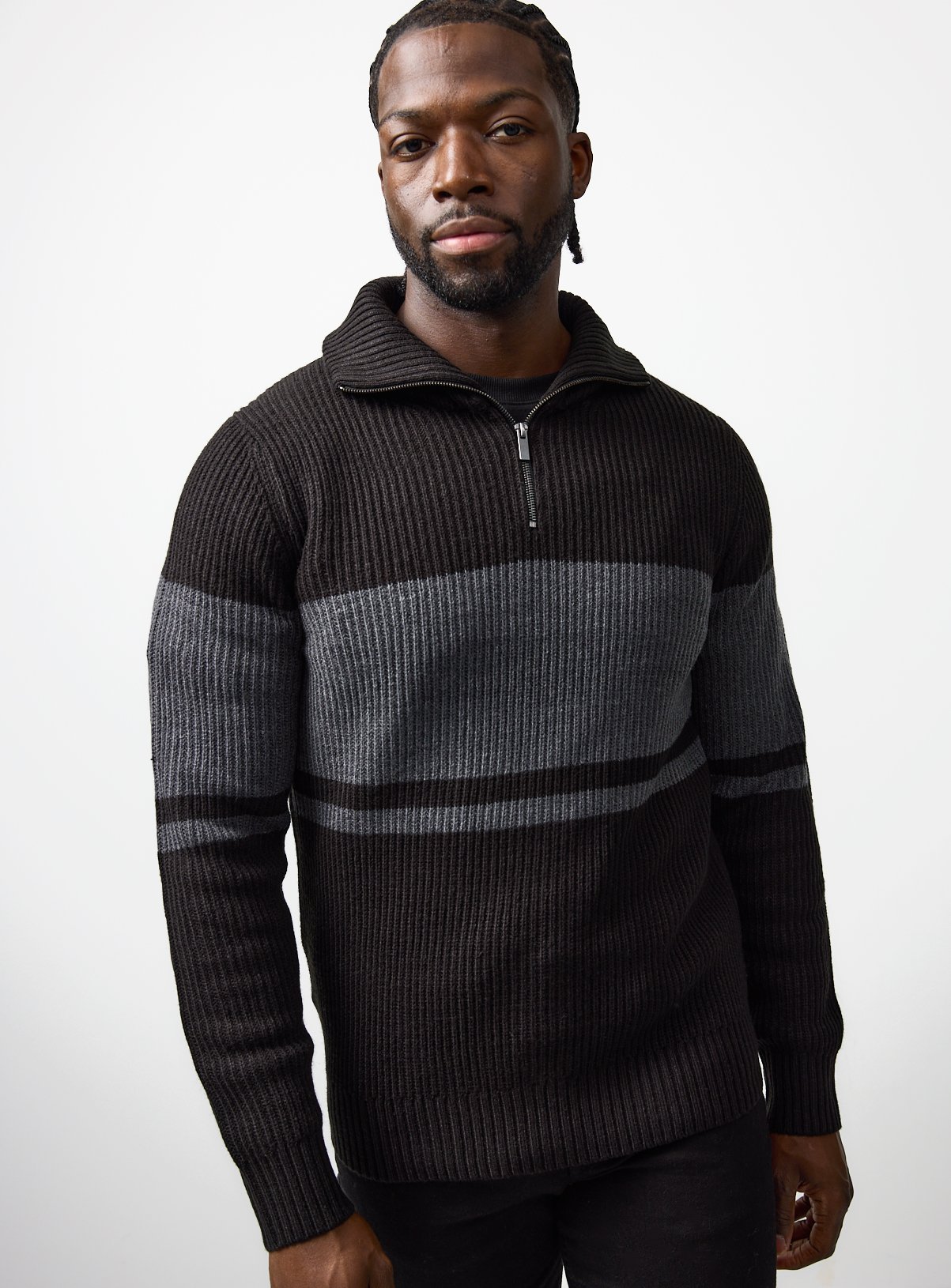 Block Chest Stripe Half Zip Jumper 