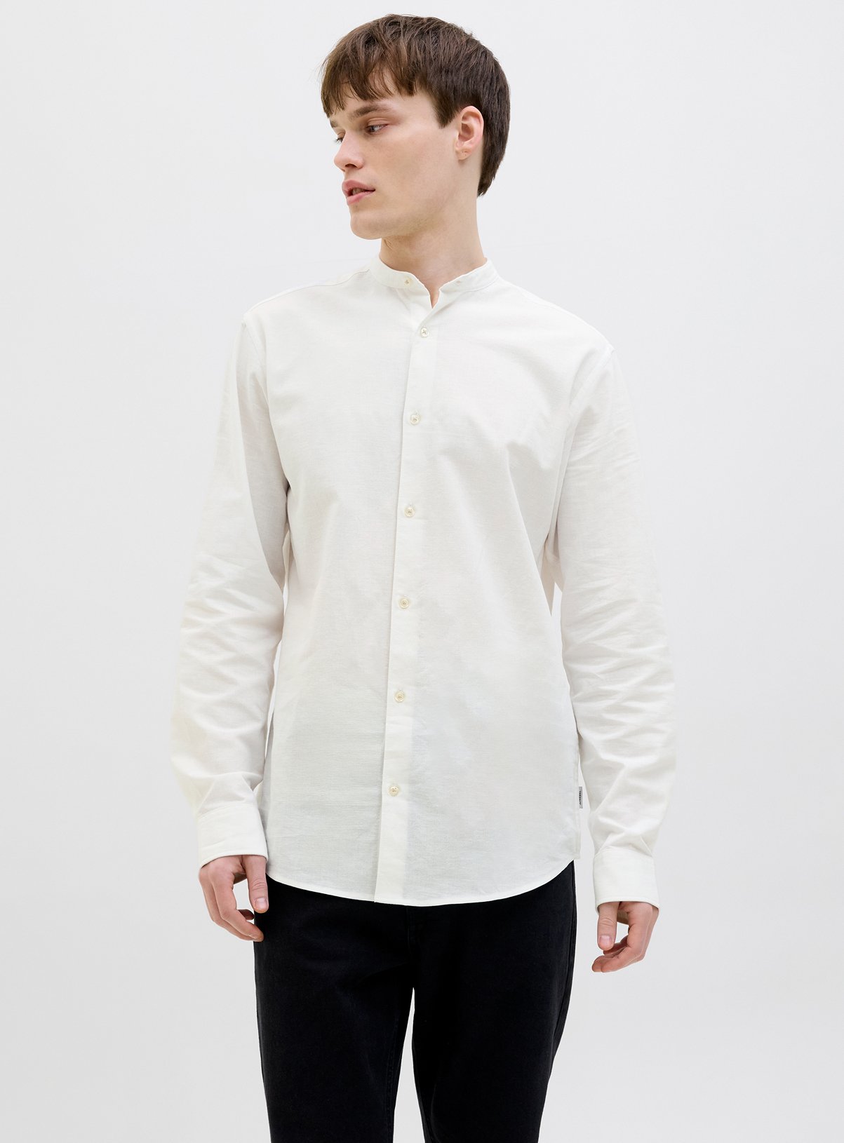 JJ REBEL Linen Blend Moss Sunny Band Long Sleeved Shirt