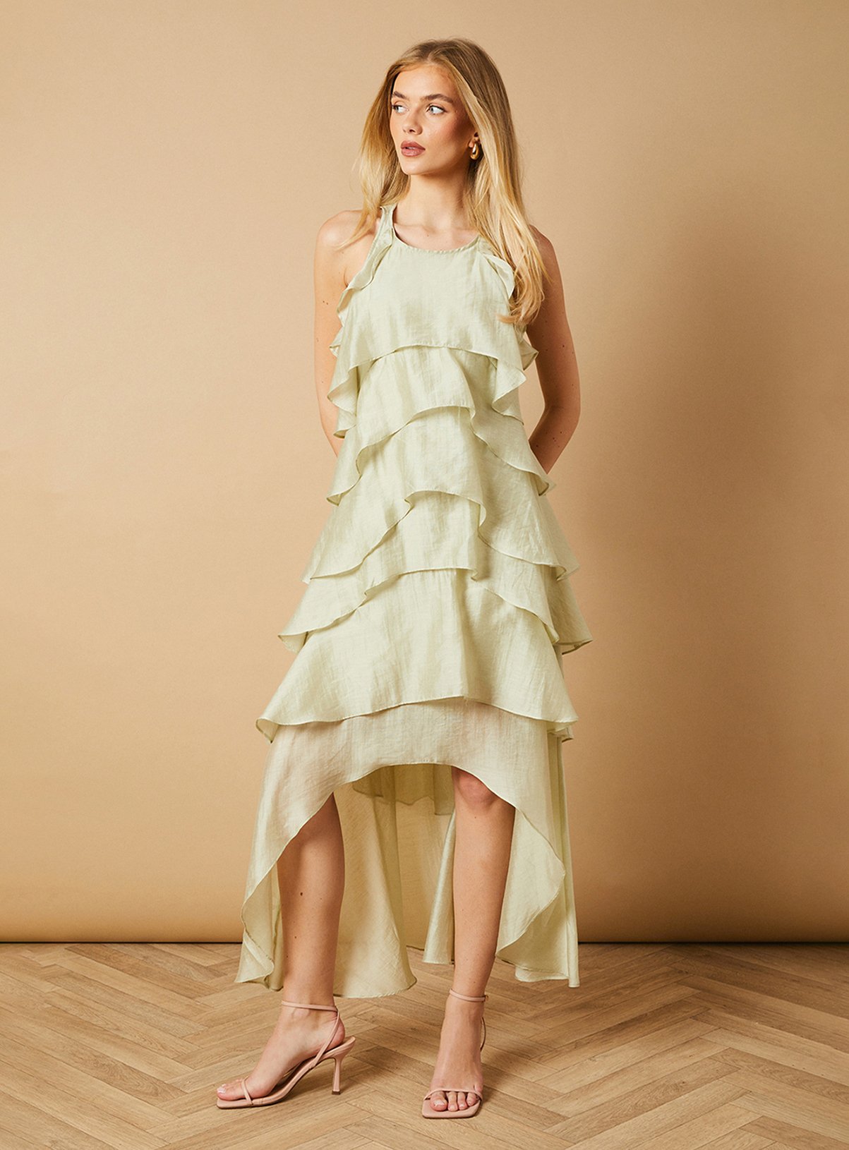 OASIS Ruffle Detail Tiered Midi Dress 14
