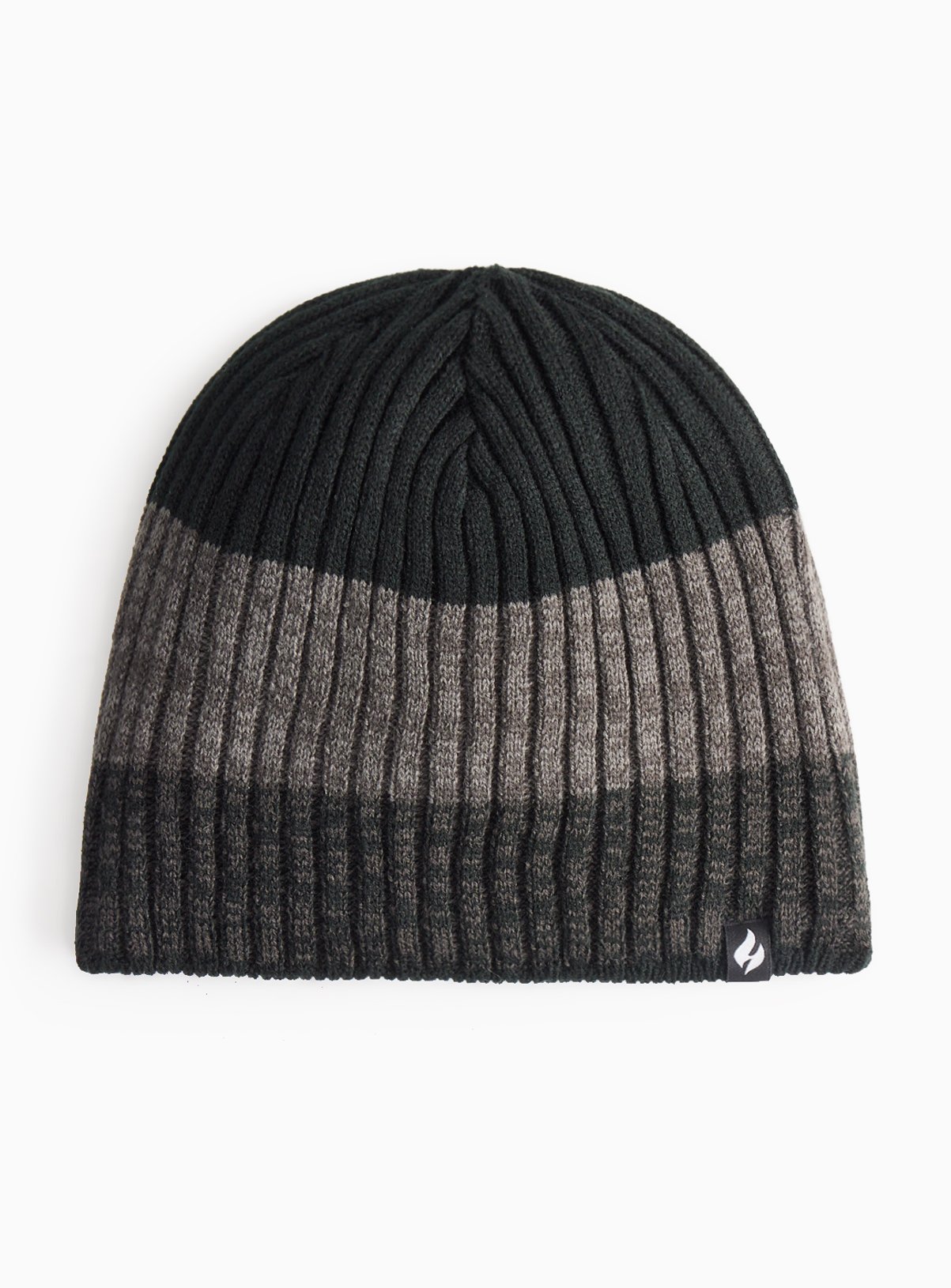 Heat Holders® Black Striped Ribbed Hat One Size