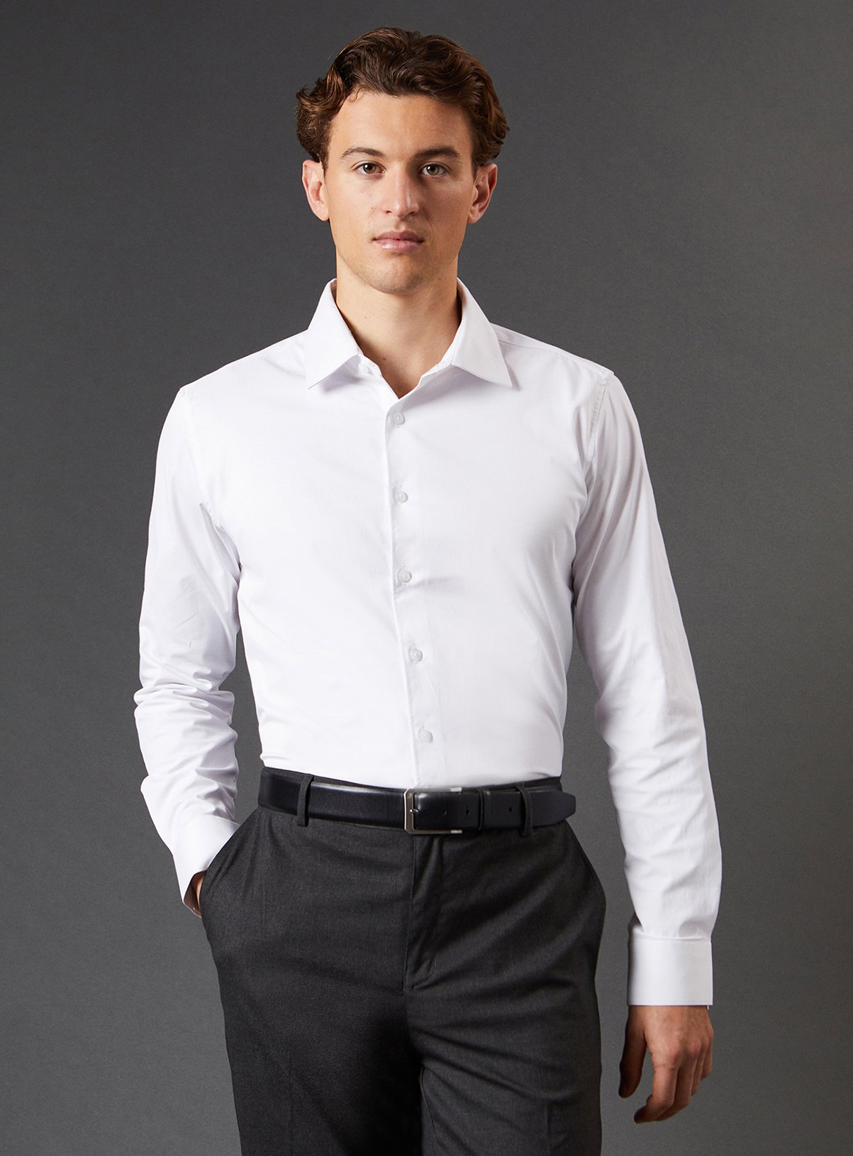 BURTON White Easy Iron Slim Fit Shirt 