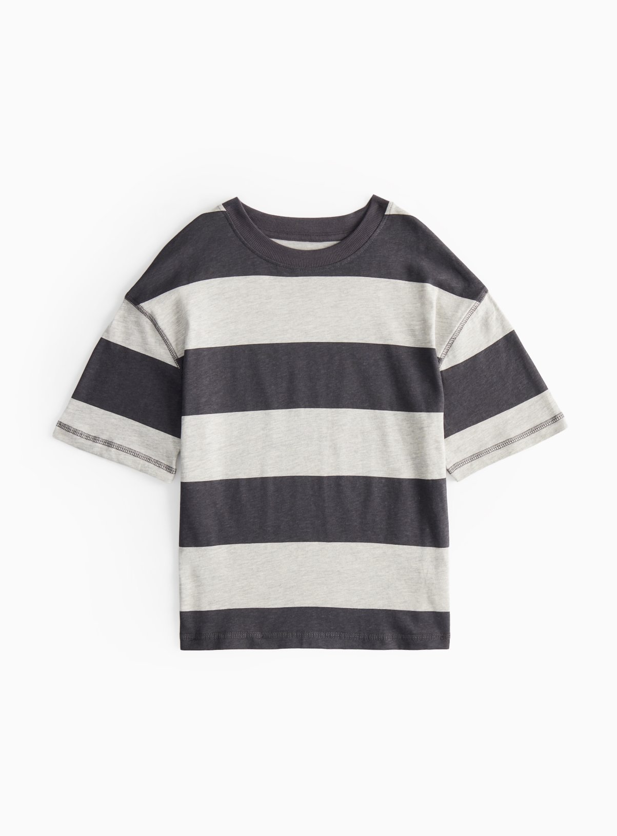 Charcoal Grey Block Striped T-Shirt