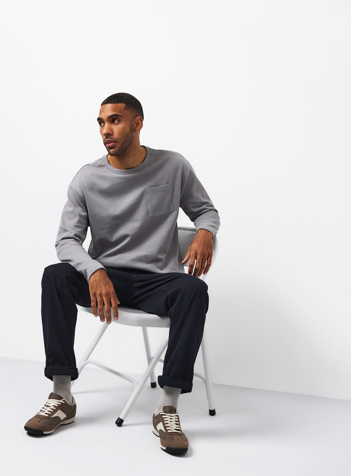 Relaxed Fit Pocket Long Sleeve T-Shirt