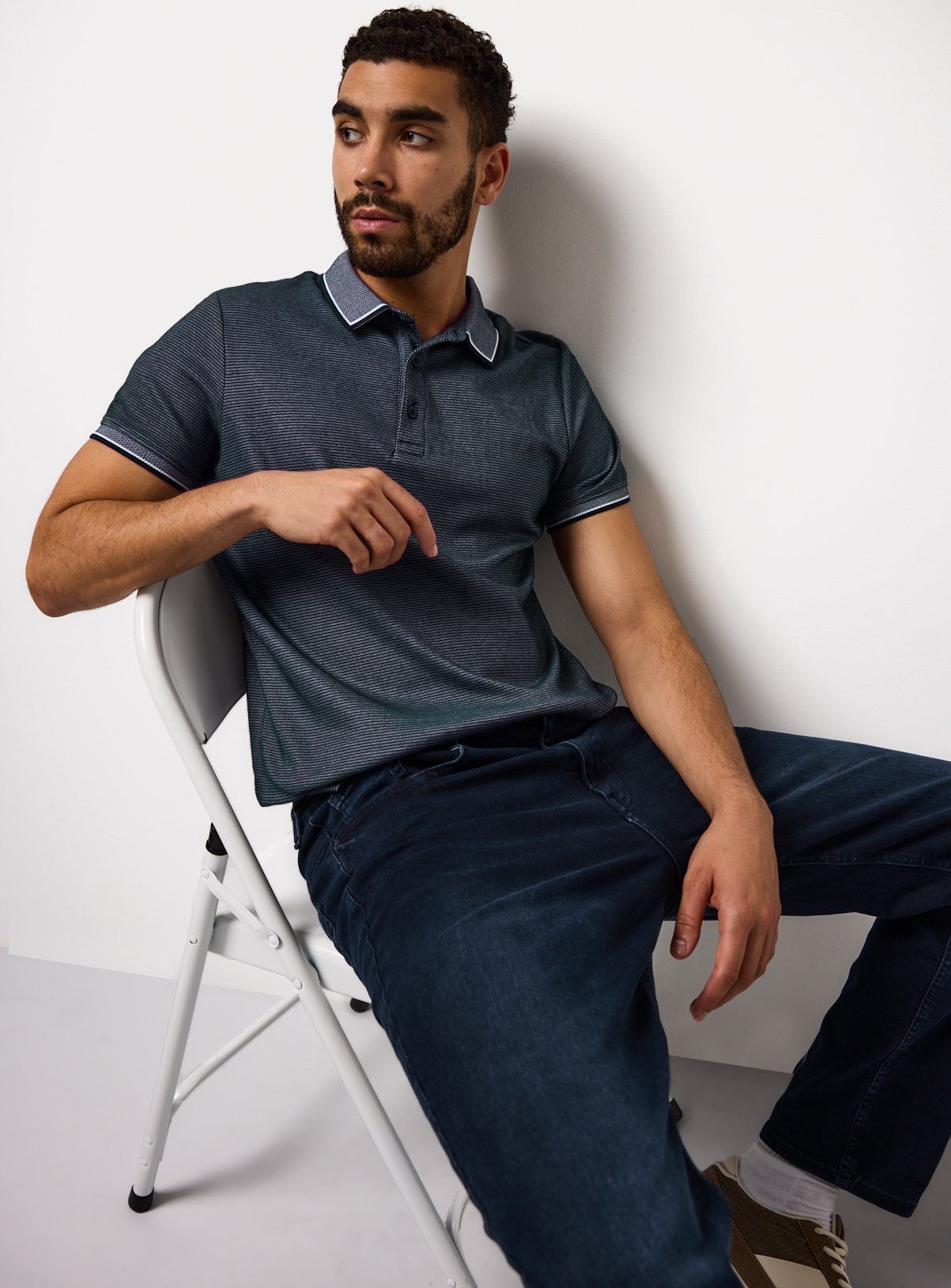 Navy Two Tone Polo Shirt XXXXL