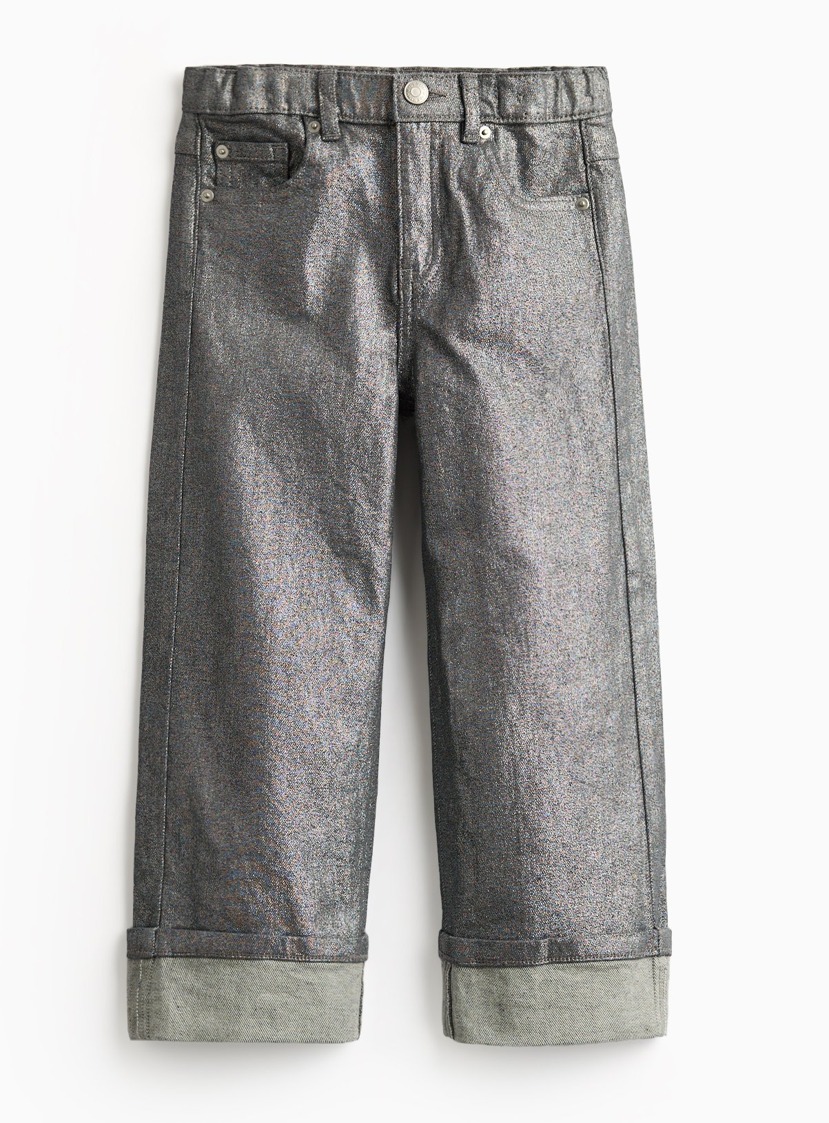 Mini Me Silver Coated Wide Leg Jeans 