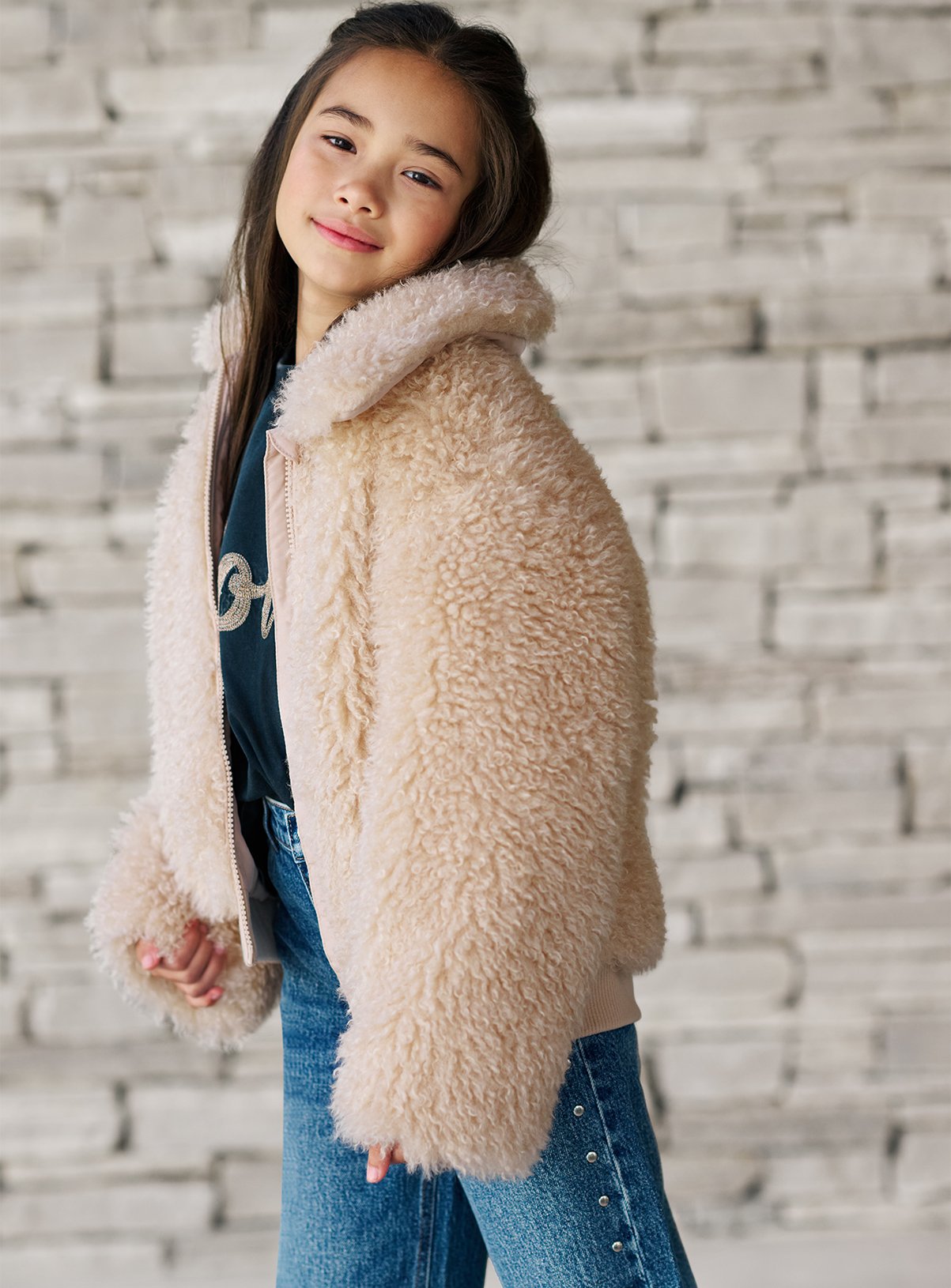 Cream Faux Fur Bomber 