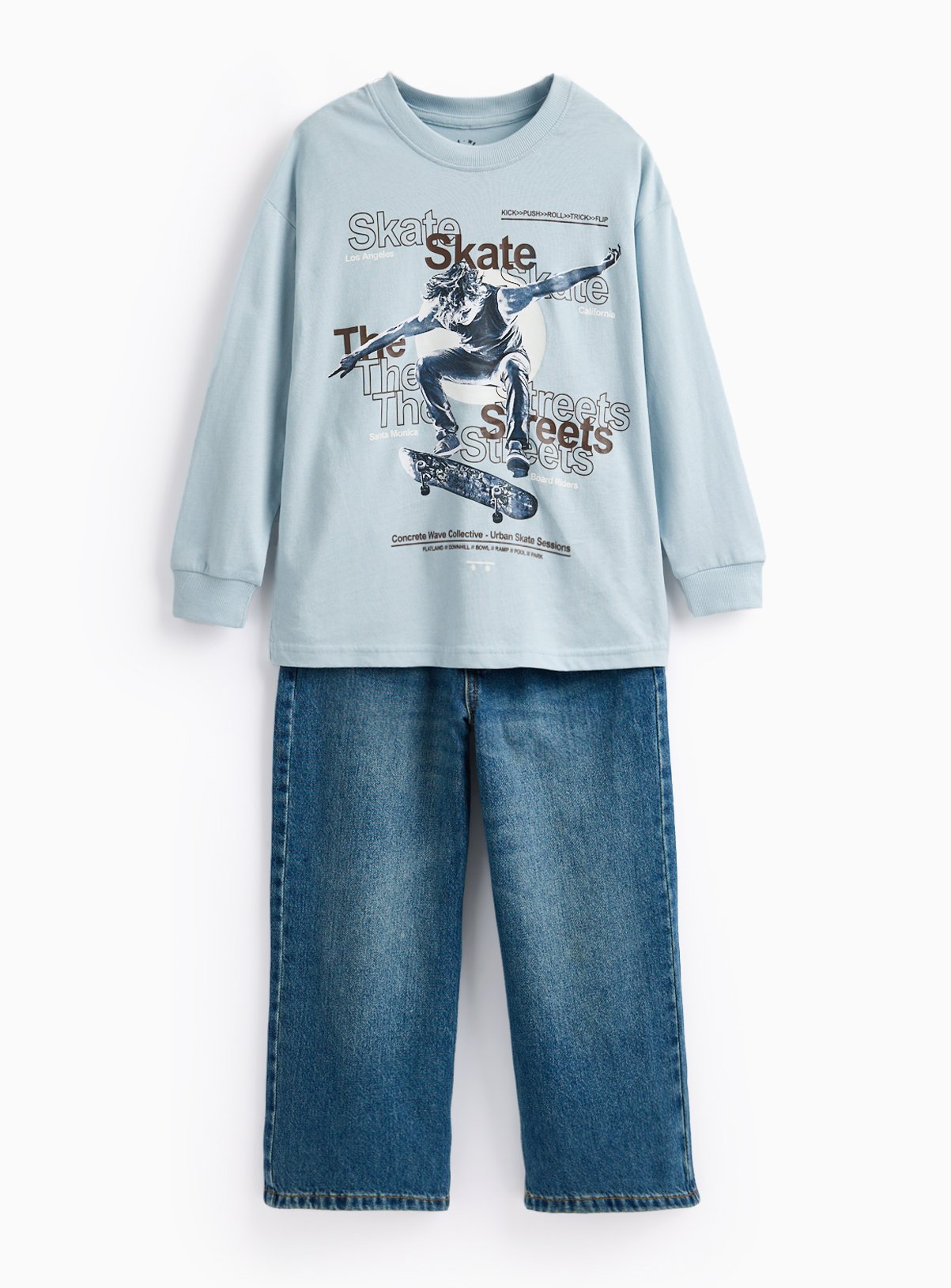 Mock Sleeve T-Shirt & Denim Jeans 