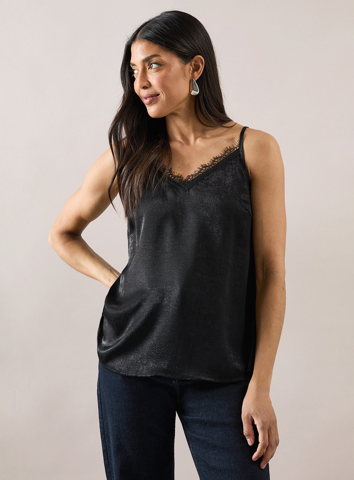WALLIS Lace Trim Satin Cami Top 22