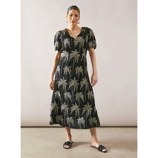 Buy WALLIS Embroidered Tie Neck Midaxi Dress 10 Dresses Tu