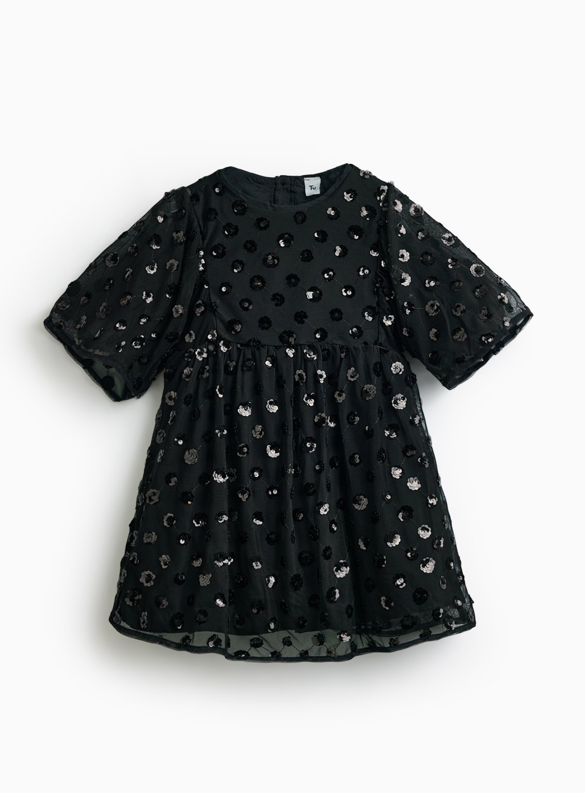 Black 3D Flower Embellished Party Dress 5-6 years