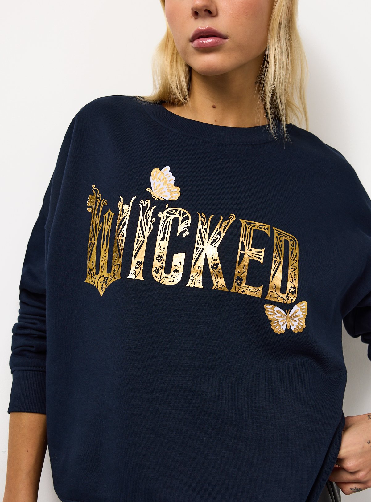 Navy Wicked Graphic Print Sweatshirt