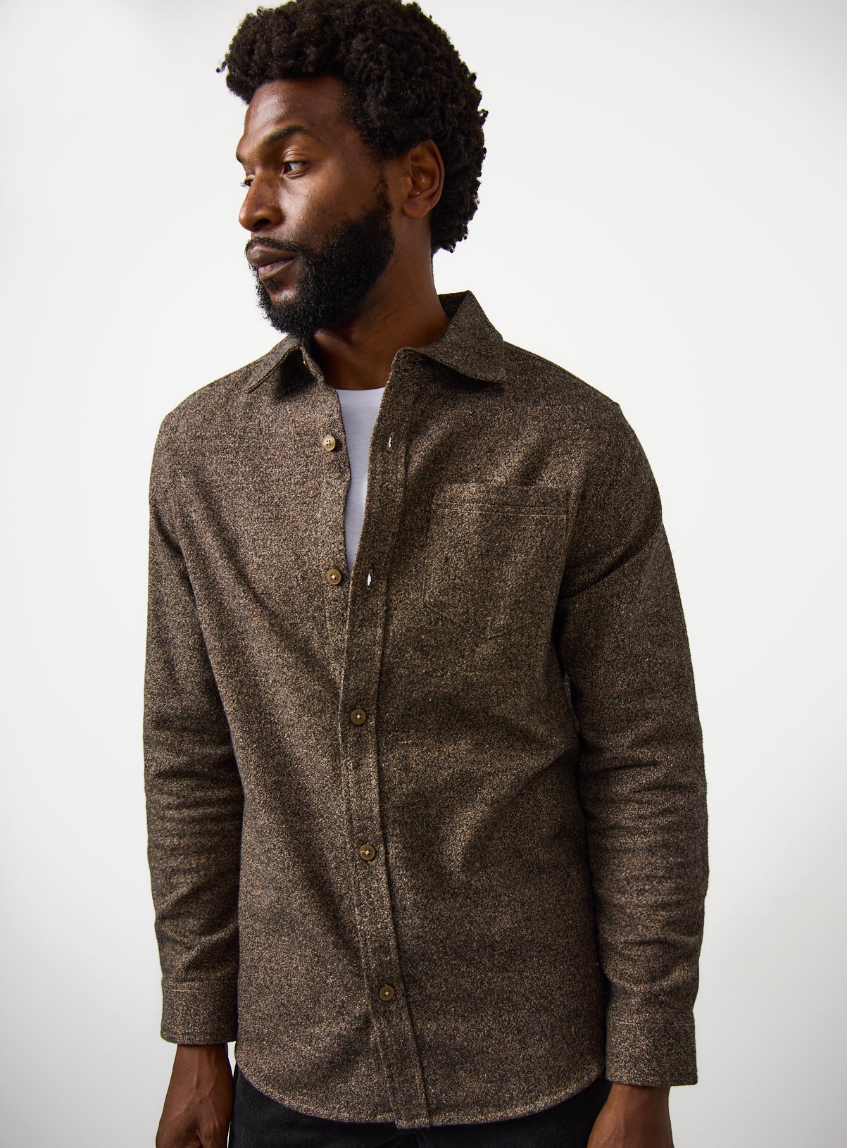 Brown Boucle Textured Overshirt XXXL