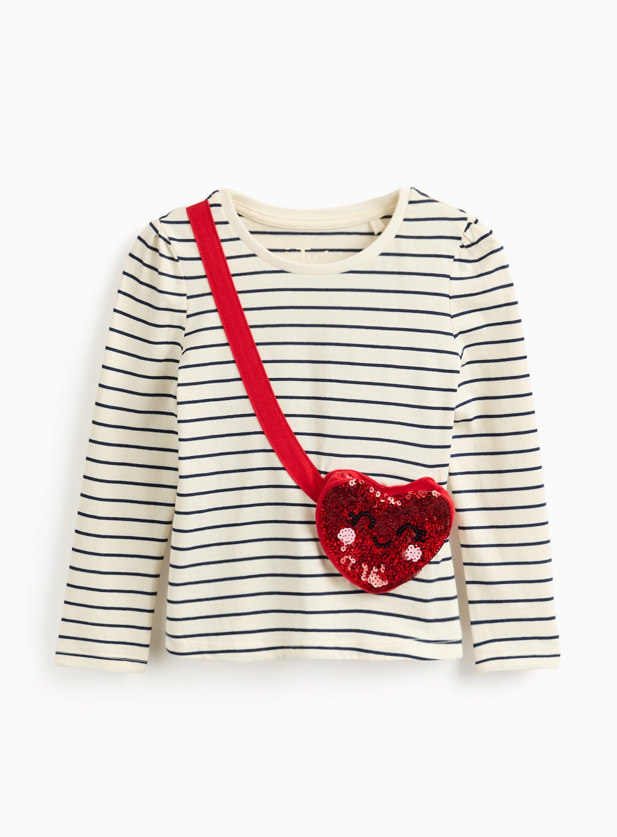 Heart Bag Stripe Long Sleeve Tee 