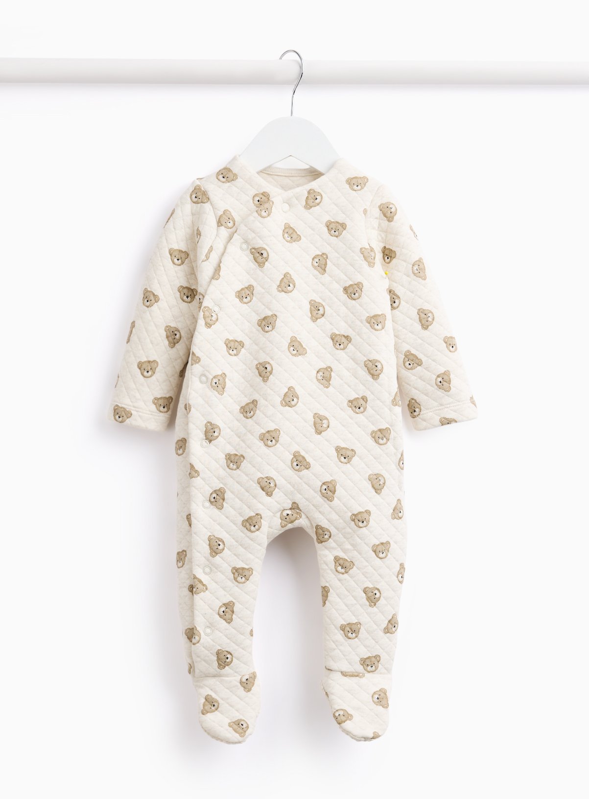 Unisex Velour Bear Print Sleepsuit