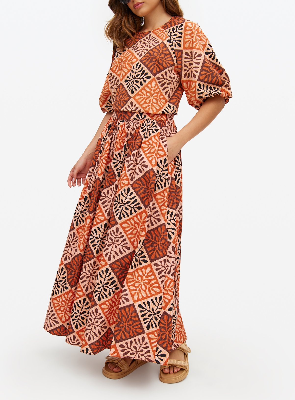 Tile Printed Co-ord Maxi Skirt 