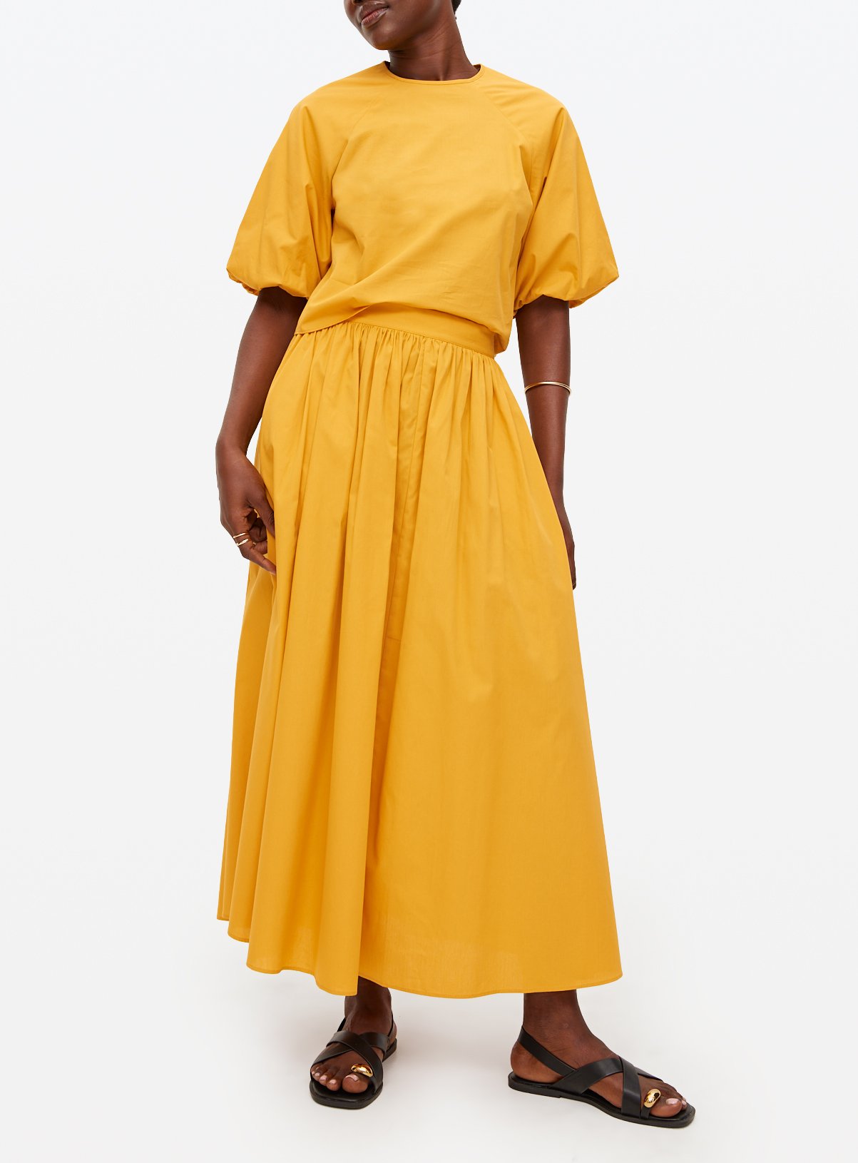 Yellow Poplin Midaxi Co-ord Full Skirt