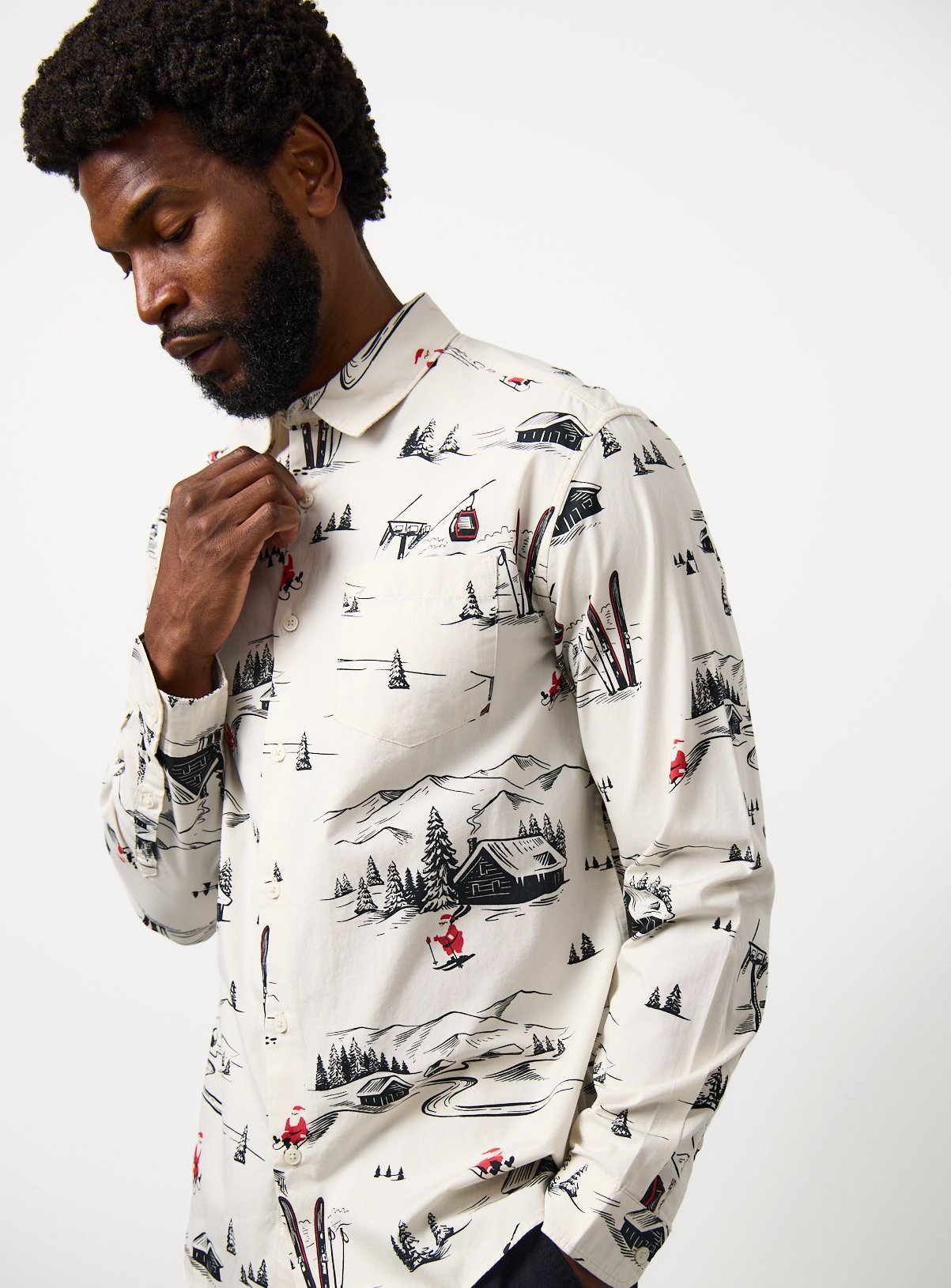 Stone Santa Ski Printed Long Sleeve Shirt 