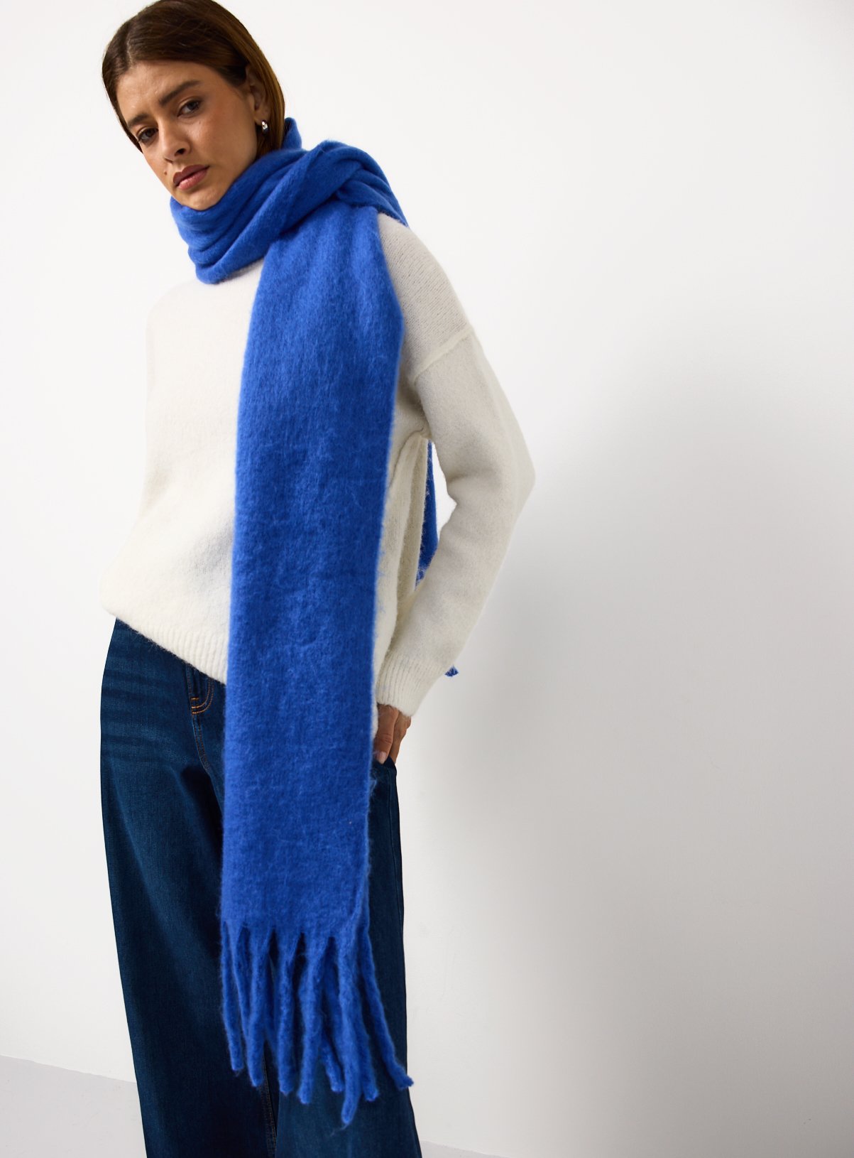 Cobalt Heavyweight Knitted Scarf One Size