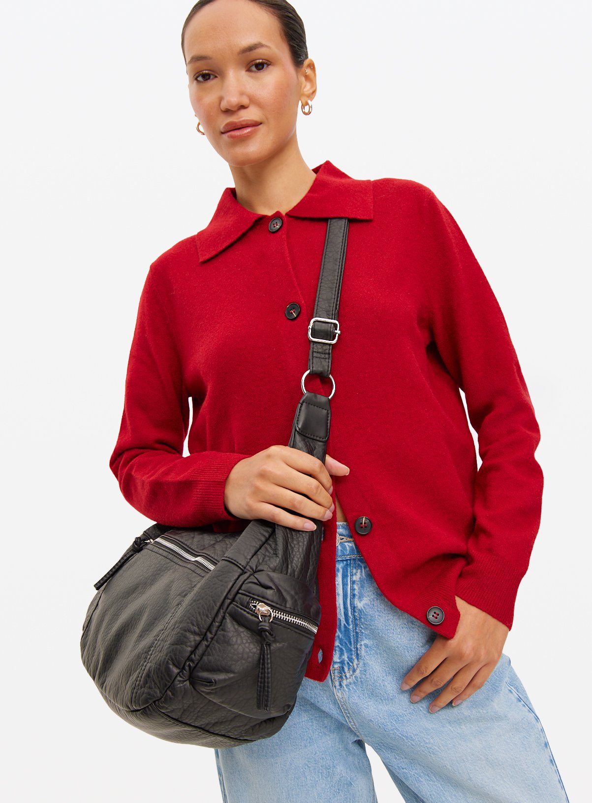 PU Washed Slouch Hobo Cross Body Bag One Size