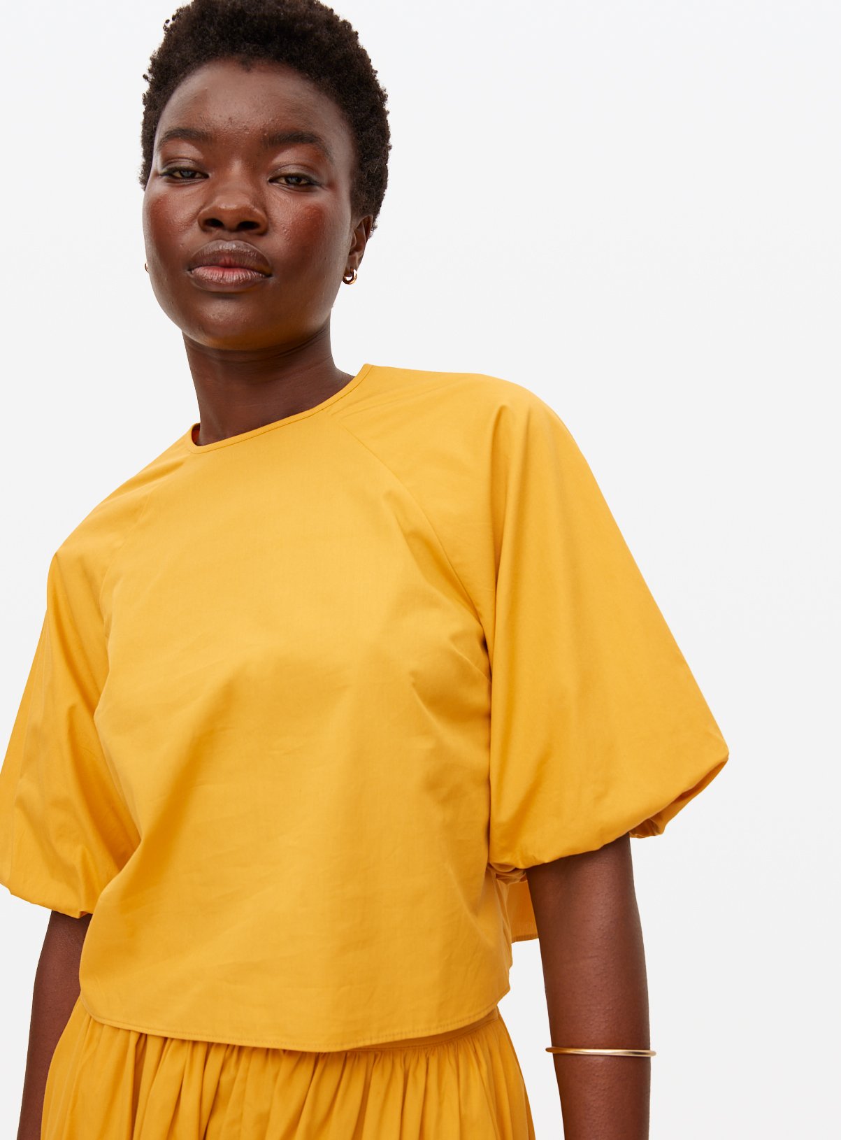 Yellow Puff Sleeve Co-ord Top 